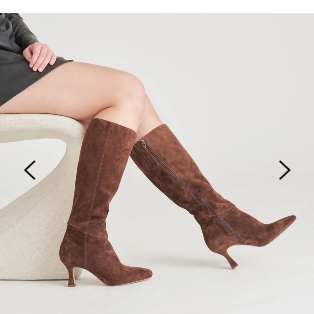 Dolce Vita Brown Suede Heeled Boots - Picture 2 of 10